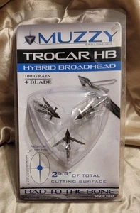 1 pk Muzzy Archery Trocar HB Hybrid 4 blade 100 Gr 3 Broadheads. New Package - Picture 1 of 5