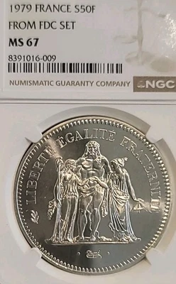 France 1978 50 Francs Superb Gem Proof Like Cameo NGC 67 Beautiful Brilliant  LV - Image 1 of 4