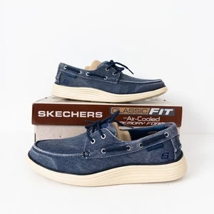 Skechers Status 2.0 Lorano Zapatos de Barco Reino Unido 9.5 NUEVO Zapatos de Cubierta Azul Denim - Imagen 1 de 12