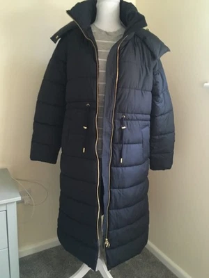 Barbour navy mannue puffer quilted longline coat jacket size 8 BNWT - Image 1 of 4