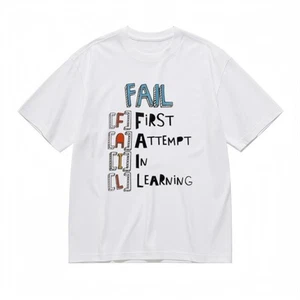 Men's Breathable Classic T-Shirt Inspirational Fail Acronym Design Tee - Picture 1 of 6