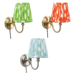 Plug In Traditional Wall Lights Pleated Lampshade Easy Fit Lamp Chrome Brass - Picture 1 of 29