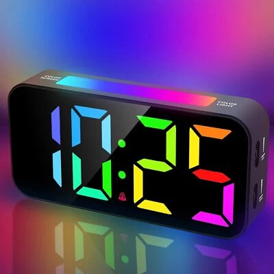 Touch Digital Alarm Clock LED Mirror Display Date Home Bedside Night Light Loud - Image 1 of 4