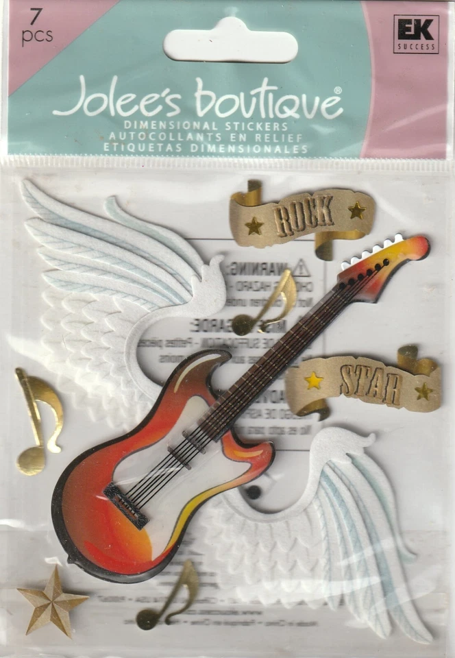 Jolee's Boutique 3D наклейки рок-звезда гитара крылья тема 81351 быстрая бесплатная доставка! - Изображение 1 из 1