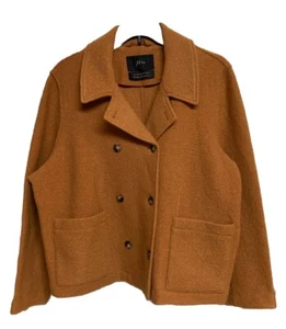 Women's J. Crew Double Breasted Peacoat Italian Boiled Wool Mustard Size 24 NWT - Picture 1 of 12