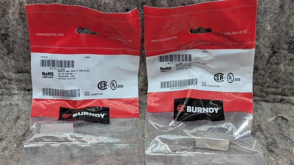 🔥2 NEW🔥 BURNDY Mechanical Connector: 2 Conductors, Aluminum, 3/8 in Stud Size - Image 1 of 4
