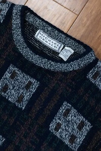 Vintage Michael Gerald Sweater Men’s Size Large Geometric Crewneck Long Sleeve - Picture 1 of 11