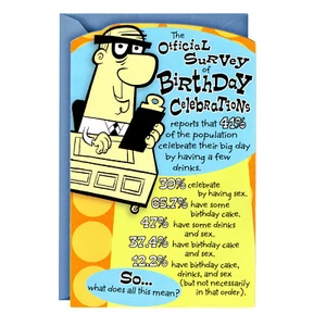 Funny ADULT BIRTHDAY Card, Official Survey Fun by American Greetings + Envelope - Picture 1 of 4