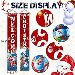 Merry Christmas Porch Front Door Wall Hanging Banner Sign Decorations Party Red - Picture 1 of 4