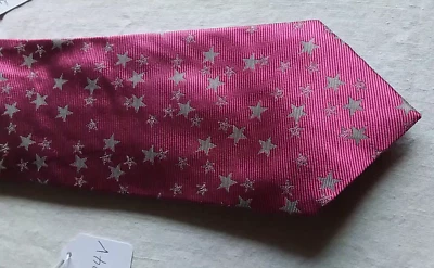 100% шелковый галстук Jay Kos розовый с серебряными звездами новый без ЯРЛЫКОВ - Изображение 1 из 4