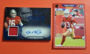 JOE MONTANA CERTIFIED AUTOGRAPH & GAME USED JERSEY CARD 10/15 BROCK PURDY ROOKIE - Picture 1 of 4
