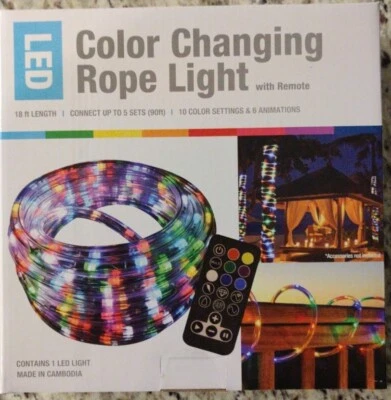 ⭐NUEVO⭐ Luz LED de cuerda que cambia de color con control remoto de 18 pies de longitud conecta hasta 5 juegos Foto 1 de 4