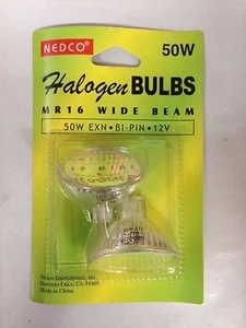 28 PIECES (14X2PACK) NEDCO 50MR16/GREEN 50W GREEN MR16 EXN BI PIN 12V HALOGEN - Picture 1 of 2