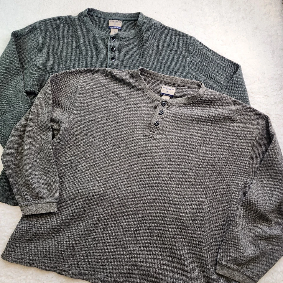 2pc LOT High Sierra Henley XL Dexter Kill Shirt Thermal Knit Button 1/4 Outdoor - Image 1 of 4