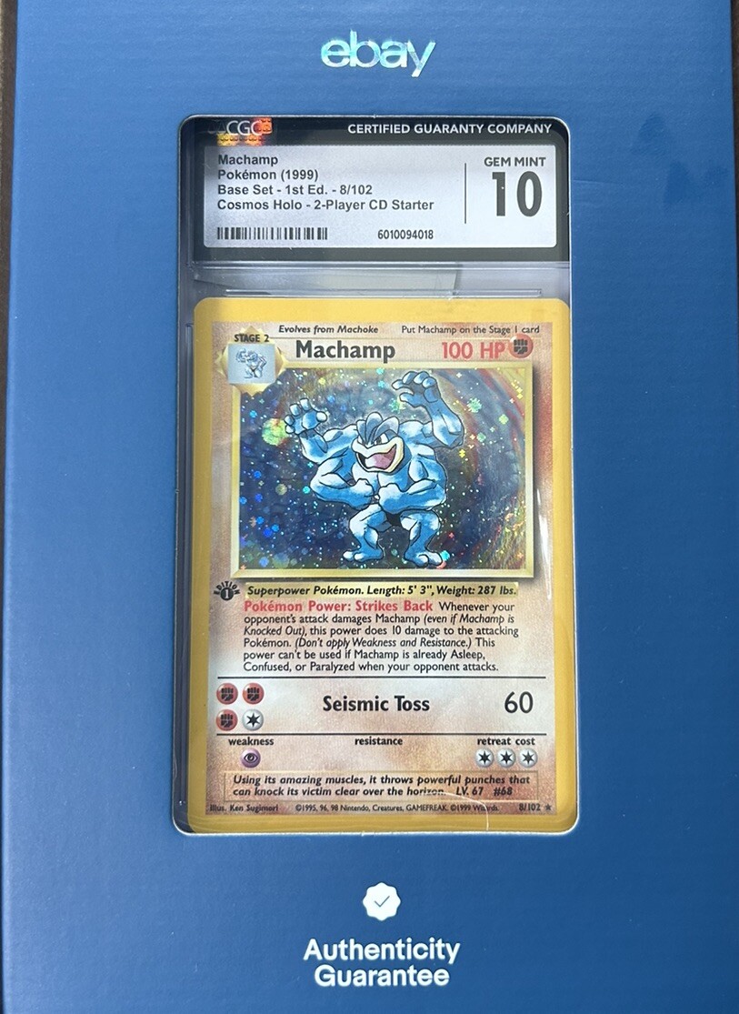Pokémon TCG Base Set Machamp Grade 10 Individual Collectible Pokémon TCG Base Set Machamp Grade 10 Individual Collectible