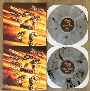 JUDAS PRIEST - FIREPOWER - 2018 COLOR VINYL SIGNED BY 5 MEMBERS + EXTRA COVER - Picture 1 of 3