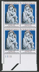 US USA Sc# 2165 MNH FVF PLATE # BLOCK Genoa Madonna Robbia Christmas Xmas - Picture 1 of 1