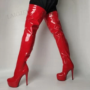 Full Zipper Women Over Knee Thin High Boots Platform Thin High Heels Boots Shoes - Picture 1 of 23