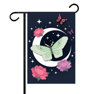 Luna Motte doppelseitige Gartenfahne 12x18 Outdoor Willkommen Hoffahnen - Bild 1 von 9