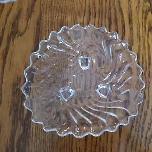 Schöne elegante Glas Fostoria Kolonie Muster 3 FUSSSCHALEN SERVIEREN ODER SNACK - Bild 1 von 4