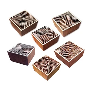 Designer Motiv geometrische und quadratische Holzdruck Stempel (6er Set) - Bild 1 von 6