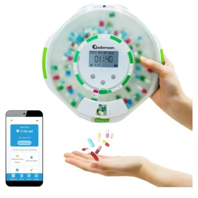 Adamson TimelyMed Smart Pill Dispenser Máquina Alarme WiFi App Bloqueio Organize-se Auto - Imagem 1 de 4