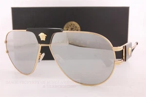 Brand New VERSACE Sunglasses VE 2252 1002/6G Black Gold/Light Grey Mirror Silver - Picture 1 of 5