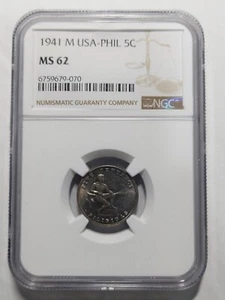 Philippines 5 Centavos, 1941 M, NGC MS 62 - Picture 1 of 3