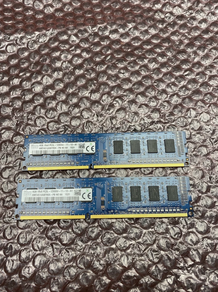 (2) SK Hynix 4GB 1Rx8 PC3L 12800U-11-13-A1 Desktop RAM HMT451U6BFR8A-PB NO AA - Image 1 of 4