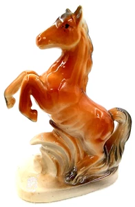 Vintage Porcelain Horse Pony Figurine Statute Tan Black Ivory Glossy Finish 5" - Picture 1 of 7