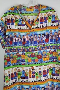 Handmade All Star Kids Nurse Scrub Top Team Sports CNA Dental Short Sleeve - Picture 1 of 5