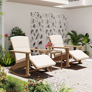 U_Style Adjustable Outdoor Wicker Double Rocking Chair with Coffee Table.
