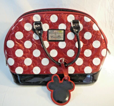 迪士尼 Loungefly 米妮钱包单肩包圆顶钱包红色经典圆点 — 第 1/4 张图片