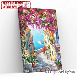 Paint By Numbers Kit Boat Seascape Abstract Home Adult Framed Decor Painting Art - Picture 1 of 19