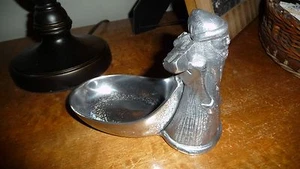 NEW Pottery Barn Christmas Saint Nick Nicholas Santa Metal Soap Dish Silver - Picture 1 of 3