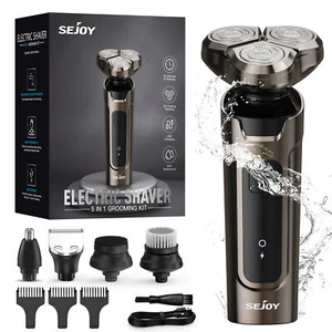 SEJOY 5IN1 Electric Shaver Men's Rotary Razor Wet Dry Rechargeable Beard Trimmer - Picture 1 of 15