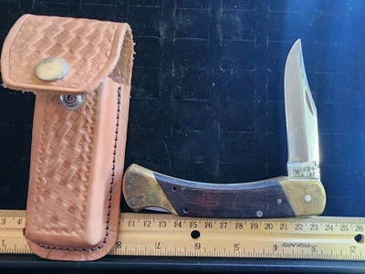 Cuchillo Plegable Vintage Schrade U.S.A. Tío Henry LB7 con Funda de Cuero  Foto 1 de 3