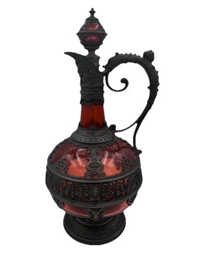 SUPERB LATE 19th CENTURY GLASS & PEWTER DECANTER BOTTLE Old Man Of The North - Image 1 of 4