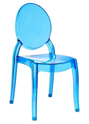 Blue Clear Resin Oval Back Ghost Chair - Sophia Style by Chivari - Image 1 of 4