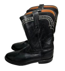 Lucchese 2000 Vintage Herren Schwarz Leder Roper Cowboy Western Stiefel Größe 9,5D - Bild 1 von 8