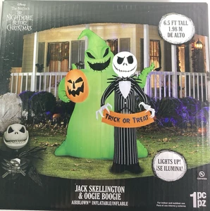 Gemmy Jack Skellington and Oogie Boogie 6.5ft Halloween Inflatable AirBlown - Picture 1 of 10