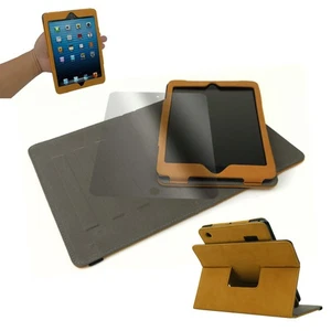 IPAD MINI RETINA CASE COVER+SCREEN PROTECTOR SUEDE BEIGE 360 DEGREE ROTATING - Picture 1 of 1