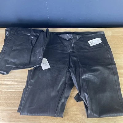 Time and Tru Women's Size Large 12-14 Black Faux Leather Leggings 28” Lot Of 2 - Image 1 of 4