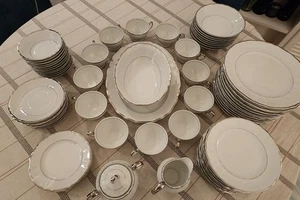 Vtg Harmony House Silver Silver Sonata China - Lot of 71 Pieces - Picture 1 of 14