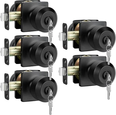 Haidms 5 Packs Black Door Knob with Key, Keyed Alike Exterior Door Knobs with Lo - Image 1 of 4
