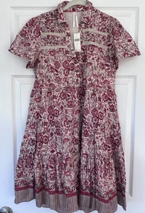 Anthropologie Dress Boho Farm Girl Shift XS X-Small Red Floral MSRP $148 NWT - Picture 1 of 7