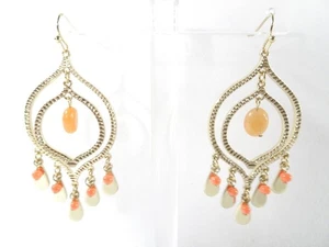 Lee Angel Neiman Marcus Womens Inda Gold Coral Drop Chandelier Earrings NIP 110 - Picture 1 of 8