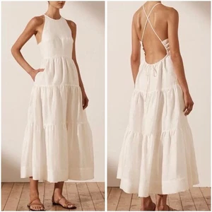 Shona Joy Dress Size AU 10/US 6 Maya Backless Halter Tiered Midi - Picture 1 of 14