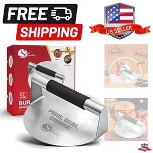 Prensa para hamburguesas Smash con citas divertidas - Triturador de hamburguesas de acero inoxidable para gr... - Imagen 1 de 9