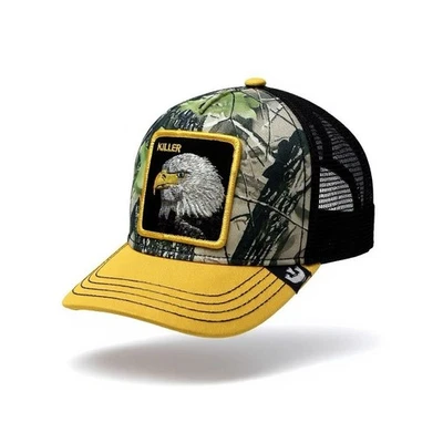Goorin Bros The Farm Killer Eagle Camo Trucker Hat Yellow Snapback Mesh Cap OSFM - Image 1 of 4